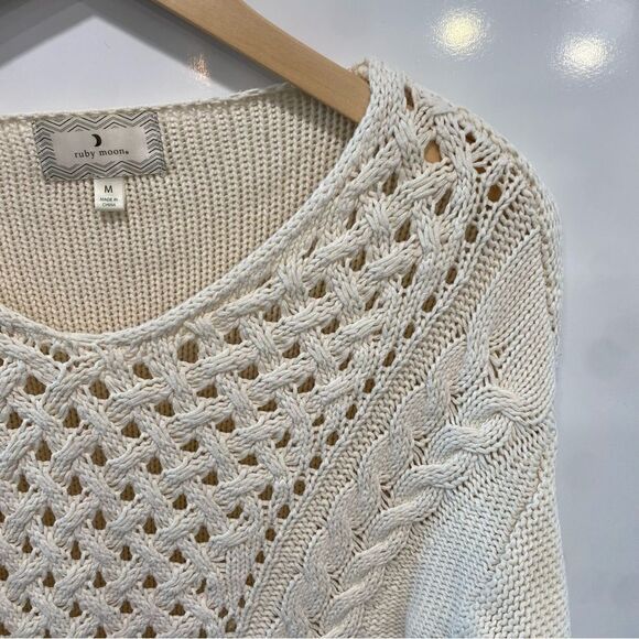 Ruby Moon cream classic knit pull over cardigan size medium - Picture 3 of 6